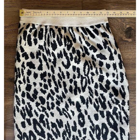 Wishlist Knit Animal Print Midi Skirt Women’s Large Brown Beige Stretch Pull-On - Picture 7 of 8